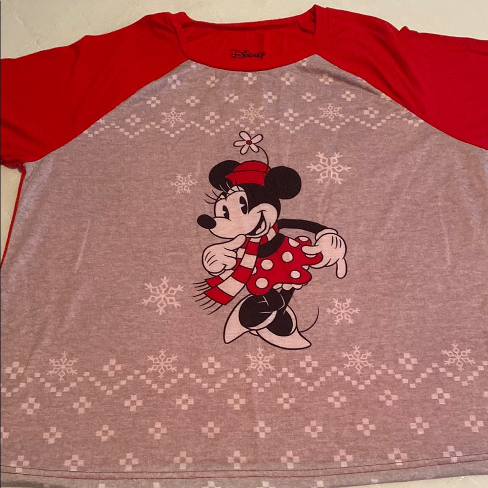 Disney Minnie Mouse Red and Gray Raglan Tee
